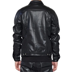 <b>High</b> Street Fashion Winter Outwear Faux Leather Skinny <b>Top</b> Motorcycle Jackets for Men Geniun Leather <b>Black</b> Jacket - Product Image 5