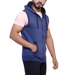 Bodybuilding Sans Manches Singlet Débardeurs Hommes Workout Muscle Fit Hoodies Zipper Coton Respirant Hommes Sans Manches Hoodie OEM - Product Image 4