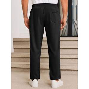 Pantalones Casuales de Lino Cortos para Hombre 2025, 100% Algodón, Cintura Elástica con Cordón, Plisados, Ligeros, para Yoga, Playa, Verano - Product Image 4