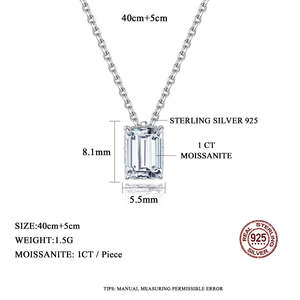 Collier RadiantEdge en moissanite 1 carat en argent sterling avec éclat D VVS1 - Product Image 2