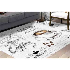 Tapis pour les amateurs de café : Tapis d'appoint moderne pour la cuisine, Tapis imprimé, Tapis doux non tissé - Product Image 5