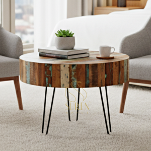 Table industrielle en bois, Table de dîner de styliste indien, fabriquée à la main, Table Unique de styliste d'hôtel - Product Image 1