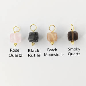 Pendentif cube en quartz fumé et boucles d'oreilles en argent sterling plaqué or et rhodium Grandes idées de cadeaux - Product Image 2