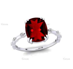 แหวนโกเมนธรรมชาติลดสูงสุด14K แหวนหมั้นเพชรแข็งทองดีเครื่องประดับงานแต่งงานแหวนพลอยพลอย - Product Image 5