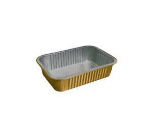 Emballage alimentaire jetable 1812-2 750ml Récipients rectangulaires en papier d'aluminium Offre Spéciale les fast-foods à emporter Bol en papier d'aluminium doré - Product Image 1