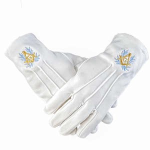 Guantes de Algodón Suave Blancos de Alta Calidad con Logotipo de Brújula Cuadrada para Uso Diario y al Aire Libre en Invierno, Regalia Masónica al por Mayor - Product Image 5