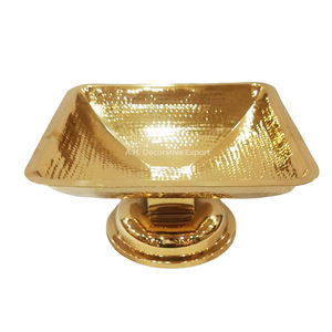 Bol de service en métal rond martelé à la main avec finition or antique, bol de service à fruits pour la décoration de table - Product Image 4