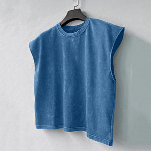 Chaleco sin mangas personalizado verano moda suelta ajuste Camiseta 100% algodón pesado camiseta High Street Tops para hombres - Product Image 4