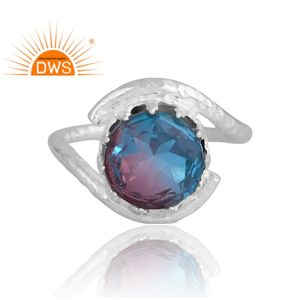 Anillo de piedras preciosas de cuarzo doblete Bio Alejandrita Natural de Plata de Ley, joyería de diseño personalizado para mujer, regalo para ella - Product Image 3