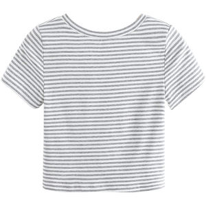 Precio al por mayor logotipo personalizado 100% algodón Crop Top mujer manga corta Camiseta lisa Crop Top camiseta para la venta - Product Image 4