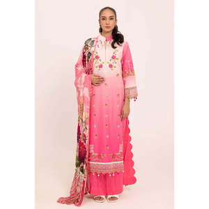 Traje Salwar Kameez de 3 Piezas en Algodón Rosa sin Costuras para Mujer con Dupatta, Ropa Étnica Pakistaní para Ocasiones Especiales - Product Image 6
