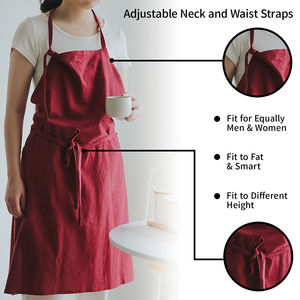 Tablier personnalisé de style coréen réutilisable, long, pour serveur de restaurant, technicien en ongles, grill, toile, tablier en coton multi-usages - Product Image 3