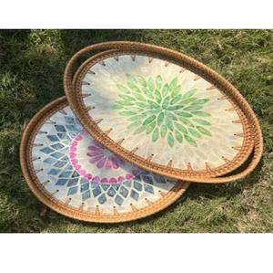 Vente chaude Plateau de service en bois pour la décoration de table de fête de mariage Vaisselle de service de nourriture Forme personnalisée Plateau de service en rotin - Product Image 3