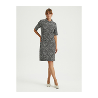 Vestido de Mujer Transpirable, Informal, de Algodón con Detalles de Lentejuelas, Estampado Floral Geométrico, Cuello en V, Largo hasta la Rodilla, Manga Corta