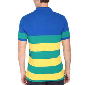 Camiseta suave de algodón 100% para hombre de tendencia superior manga corta transpirable de secado rápido para Polo con patrón de rayas - Product Image 5