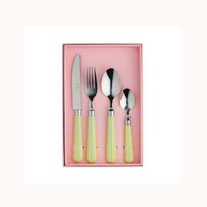 Ensemble de couverts en acier inoxydable argenté avec poignée en résine jaune moutarde Couverts Vaisselle de table Antique DESIGN HANDLE - Product Image 1