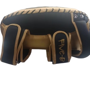 Safety <b>Helmet</b> Boxing <b>Helmet</b> Adult Boxing Sport Safety <b>Helmet</b> PU Leather Golden & Black Design Double Visor Half Face Protection - Product Image 6