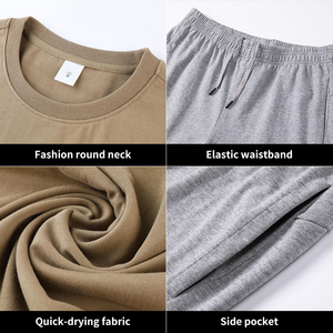 Ensemble de survêtement d'été pour hommes, jogging, t-shirt polo, shorts, pantalon formel, vêtements de sport, ensemble de vêtements de sport, manches courtes, 100% coton - Product Image 5