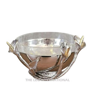 Couleur argent avec poignée Conception en forme d'oiseau volant Bol décoratif en verre d'aluminium Bol de haute qualité - Product Image 3