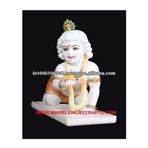 Lord Krishna-mármol blanco para decoración del hogar, acabado pulido religioso, hecho en la India - Product Image 1