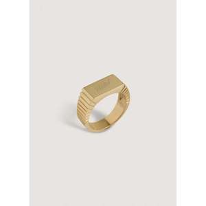 Anillo de Sello Vintage con Diseño Geométrico de Vivian Dainty, Oro Sólido de 14k con Baño de Rodio, para Uso Diario y Bodas - Product Image 4