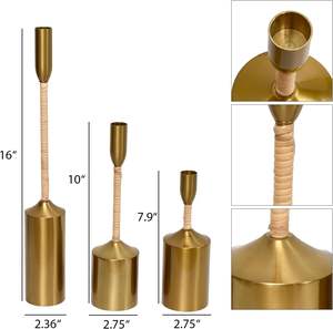 Ensemble de 3 bougeoirs coniques dorés grands et robustes chandelier de Noël porte-bougies décoratifs en métal autres bougeoirs bougie - Product Image 3