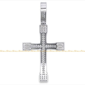 Colgante de cruz de plata de ley 925 con diamantes cultivados, amuleto bellamente diseñado para fiestas y efecto llamativo - Product Image 4