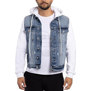 2025 couleur unie décontracté hommes lavage à l'acide jean veste avec col montant et Logo avant séchage rapide respirant de haute qualité - Product Image 1