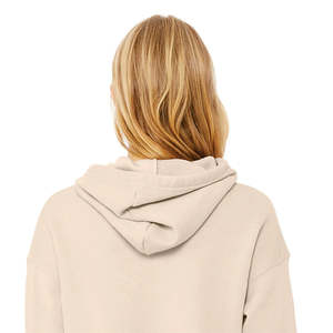 Raw Hem Women's Cropped Fleece Hoodie 52% Airlume <b>Combed</b> Ring Spun Cotton 48% Poly Fleece Heather Dust Dropped Shoulder Hooded - Product Image 5