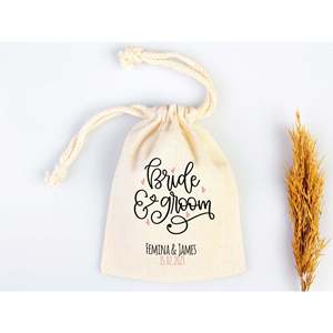 Sacs fourre-tout en coton personnalisés pour mariage, design personnalisé mariée et marié - Product Image 1