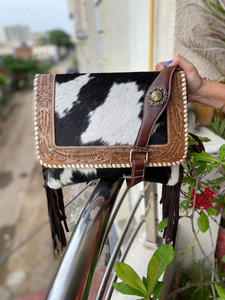 Nouveaux sacs à bandoulière en cuir véritable fait main avec fourrure de vache, marron, à franges, élégants, taille idéale pour les femmes, sacs décontractés à bandoulière - Product Image 4
