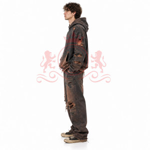 Ensembles sweat à capuche et pantalon effet usé pour l'hiver – Coupe confortable – Vêtements en gros directement de l'usine - Product Image 2