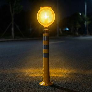 Solar Yellow Round Flasher Traffic Warning <b>Light</b> Set Aluminium Delineator <b>Post</b> with HDPE and Plastic Material - Product Image 2