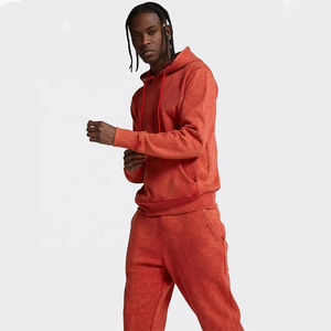 Survêtement de sport ajusté délavé à l'acide pour homme, style urbain streetwear, avec sweat à capuche, design OEM délavé à l'acide - Product Image 2