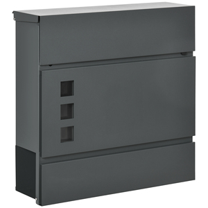 HOMCOM Buzón de Acero Galvanizado con 3 Ranuras y 2 Llaves de Seguridad, 37x10,5x37 cm, Gris - Product Image 1