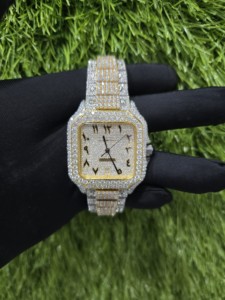 Reloj de Acero Inoxidable con Incrustaciones de Diamantes Moissanite de Claridad VVS de Lujo de Edición Limitada, Totalmente Cubierto de Piedras Brillantes para Él, Nuevos Lanzamientos - Product Image 1