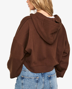 Sudaderas con capucha de peso pesado de gran tamaño con hombros caídos y cremallera completa para mujer, ropa informal personalizada con logotipo impreso DTF, ropa de calle con capucha 100% - Product Image 5