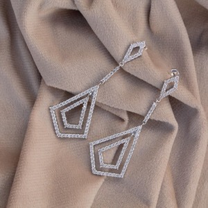 ต่างหูเพชรโมอิสแบบห้อยสำหรับผู้หญิงต่างหูยาว925เงินสเตอร์ลิงต่างหูหินกลมสีขาว - Product Image 5