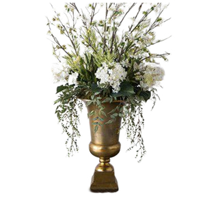 Vase à fleurs en aluminium à finition dorée avec base carrée pour le salon et la décoration intérieure Vases de décoration de table - Product Image 1