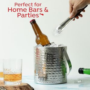 Cubo de hielo de acero inoxidable de gran capacidad para mantener el frío en bodas, banquetes y reuniones familiares con asa de transporte fácil - Product Image 2