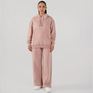 Ensemble de survêtement décontracté en molleton pour femme, sweat-shirt à capuche surdimensionné brodé uni personnalisé, jogging 2 pièces, vêtements de détente d'hiver - Product Image 5