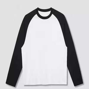 เสื้อเชิ้ตคอกลมแขนแร็กแลนทรงสลิมฟิตลำลองสำหรับผู้ชายเสื้อ100% คอตตอนน้ำหนักเบาถักสีทึบสวมใส่ได้ทุกวันในยิมเสื้อแนวสตรีท - Product Image 5