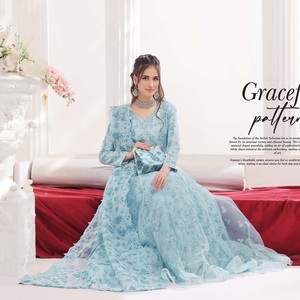 Vente à prix réduit Costumes indiens brodés de luxe Robes de mariée de Motis Fashion Robes pour femmes Costumes Anarkali - Product Image 6