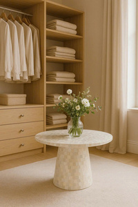 Table d'appoint fabuleuse en nacre, tabouret en nacre, incrustation de coquillages, siège décoratif, accent idéal pour le salon, la chambre à coucher - Product Image 6