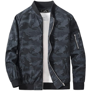 Chaqueta de vuelo Bomber Softshell ligera para hombre, cuello levantado, cremallera completa, informal, elegante, cortavientos de Golf para Primavera, teñida lisa - Product Image 5