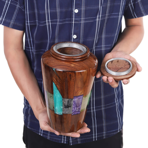 Handcrafted Rosewood Cremation Urn Colorful Epoxy Inlay Funeral <b>Keepsake</b> Cremation urns for Human And Pet <b>Ashes</b> - Product Image 5
