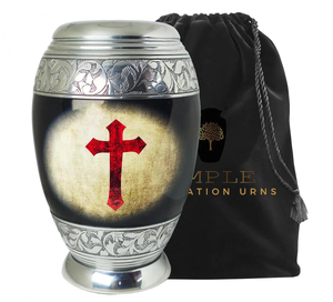 ไม้กางเขนเคลือบ Meena ทำด้วยมือโกศใส่ศพอลูมิเนียมขนาดใหญ่และของที่ระลึก - Product Image 2