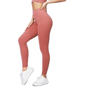 High Waist Seamless Breathable Yoga Leggings <b>Tummy</b> <b>Control</b> Push-Up Slim Design High Street Style Spandex/Nylon Material - Product Image 2
