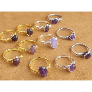 Style-Focused Gold and <b>Silver</b> Plated Fashion <b>Rings</b> with Stylish <b>Amethyst</b> Stones for Resale - Product Image 1