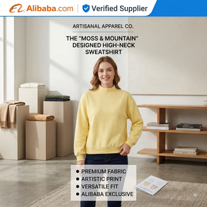 High Quality 350gsm Winter Women <b>Mock</b> Neck Sweatshirt Custom Graphic Cotton Polyester Blend Fleece ODM - Product Image 2